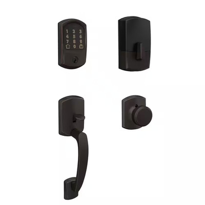 Greenwich Aged Bronze Encode Smart Wi-Fi Deadbolt with Alarm and Entry Door Hand
