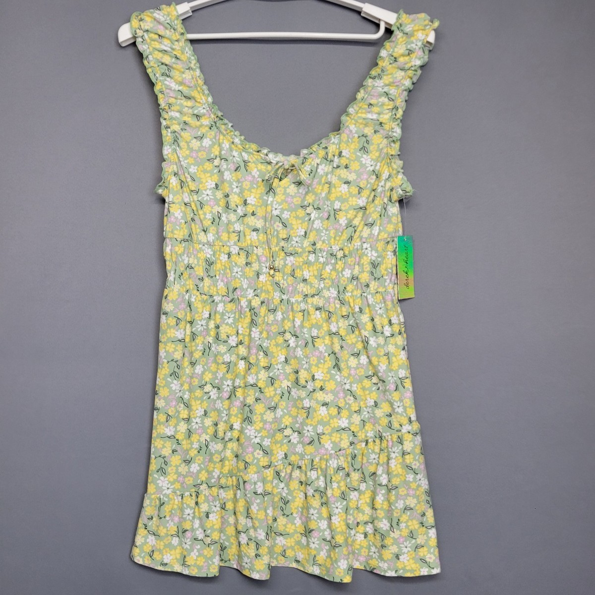 yellow dress with green heart Women's Rose Green A-line Semi-Heart Neck Sequin Mini Dress S/M/L Green MEAN BLVD main image 0