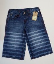 89 True Religion Super T Boys Shorts Size 14 Striped Blue Denim TR925JN44