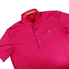 Greyson Fox Cross Print Pink Polo Shirt Gallaway National Logo Mens Medium 