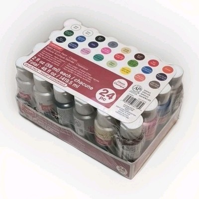 New 24 Pack Satin Acrylic Paint Craft Smart Value Set 2 fl oz Each