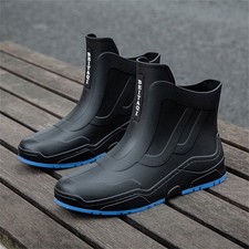 Men's Versatile Ankle Short Rain Boots Waterproof Non-Slip Rubber Work Shoes