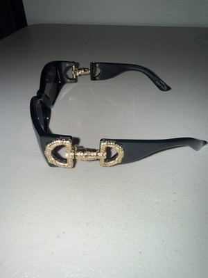Vintage Gucci GG 3017/S Sunglasses Black Swarovski Crystal