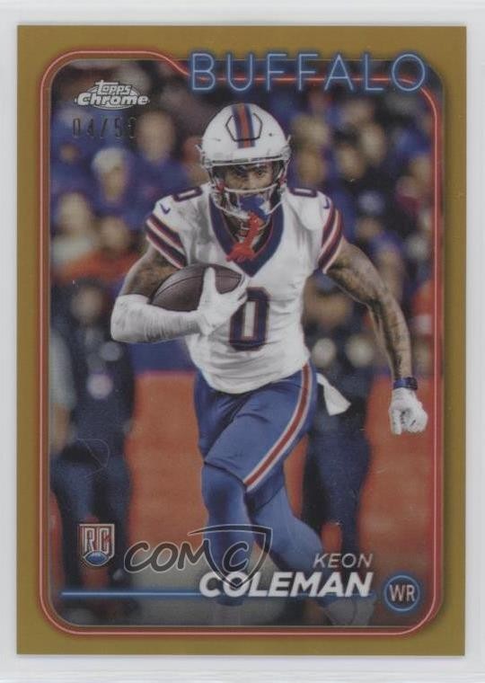 2024 Topps Chrome Rookies Gold Refractor 4/50 Keon Coleman #209 Rookie RC 10w8