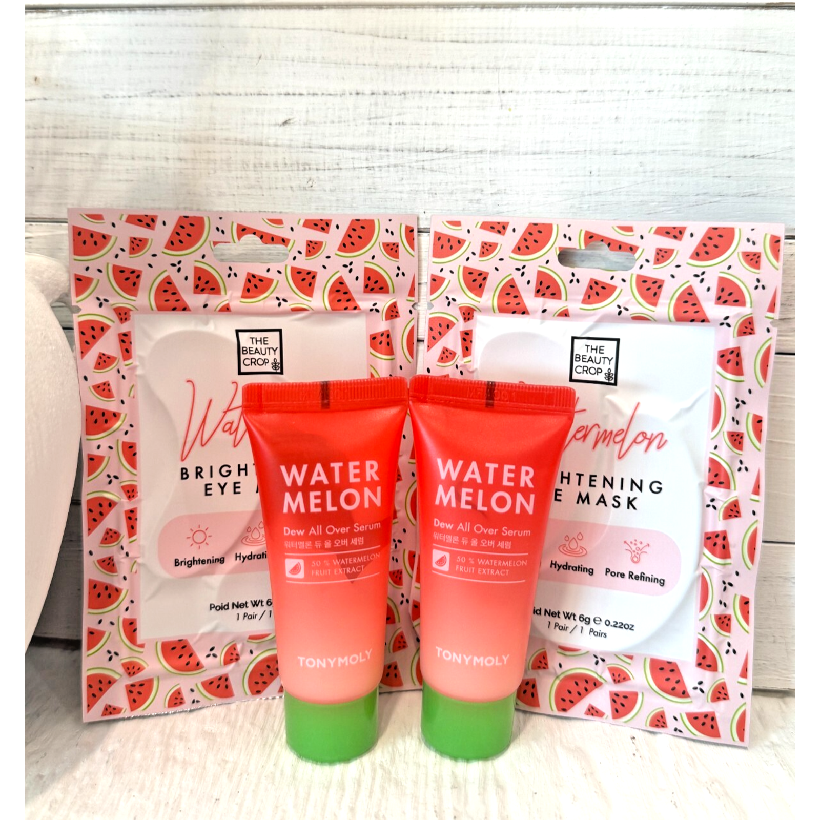 4-Piece Watermelon Brightening Eye Masks & All-Over Serum Set