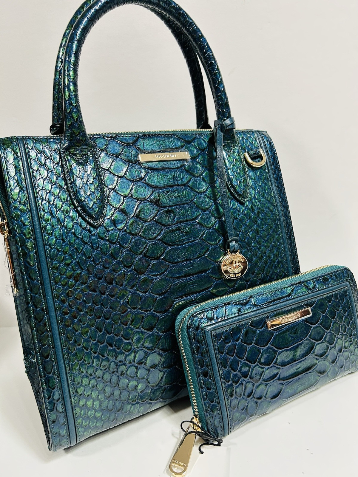 Brahmin Small Caroline Evergreen Kalopsia Leather Satchel & Suri Wallet ---NWT image 8