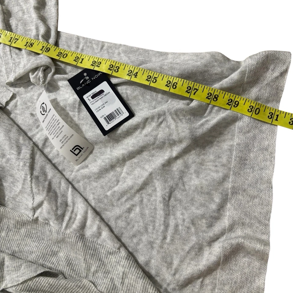 Suéter Blanc Noir Para Mujer Grande Gris Yolo Drapeado Frontal Cárdigan Abierto NUEVO Foto 3 de 4