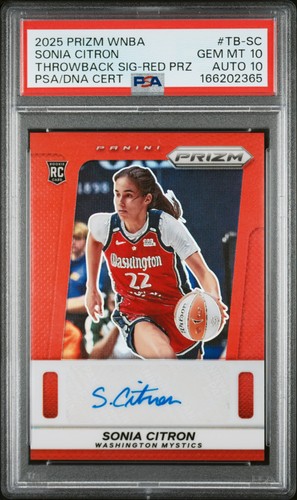 2025 PANINI PRIZM WNBA THROWBACK SIGNATURES SONIA CITRON RC 69/99 PSA 10 AUTO 10