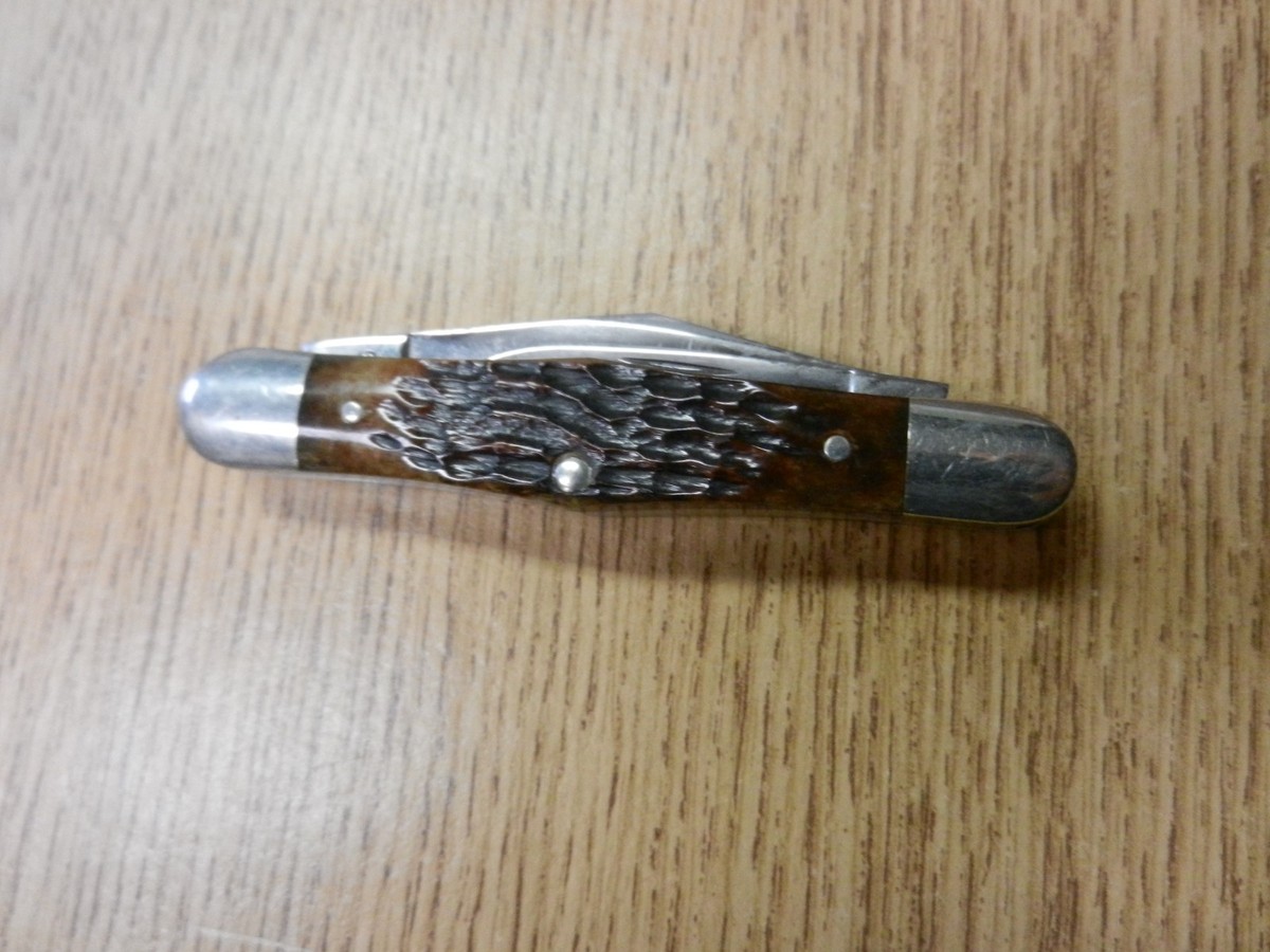 1979 Case XX 6383 One Dot 3 Blade Pocket Knife Bone Handles Good