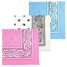 3 PCS 27x27 Inch Extra Large 100 Cotton Paisley Bandana Jumbo Scarf