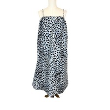 GANNI Jacquard Shift Slip Midi Dress Leopard Sky Blue/Black 40 (US 8/10)