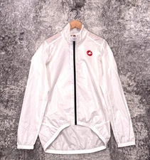 Castelli Cycling Jacket XL Mens White Full Zip Ripstop Ultra Lightweight Pack