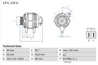 Bosch 0 986 080 640 Generator For Hyundai KIA