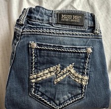 Miss Me Skinny Denim Jeans Blue Embellished Studded Button Women's Medium Wash