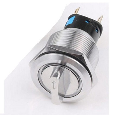 19mm Selector Rotary Switch Latching 3 Positions 2NO 2NC 12-24V With Wire socket