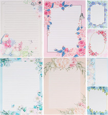 72Pcs Flower Stationary Paper Lined 8.5X11 Lined Stationary Writing Paper Fancy