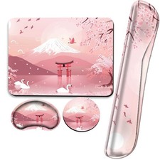 Cherry Blossom Keyboard and Mouse Pad Set Japanese Mousepad with Wrist Suppor...