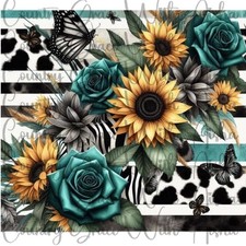 20oz Skinny Tumbler Sunflower Roses Floral Sublimation Transfer Ready To Press