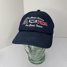 AA TWA Baseball Cap Blue Adjustable Vintage Hat By Legend Made In USA Unisex