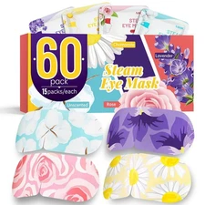 60 Pack Steam Eye Masks Disposable for Dry Eyes, Heated Eye Mask Warm Compress