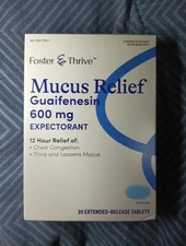 Mucus Extended Release Guaifenesin 600mg Tablets Foster & Thrive 40 Ct Pack of 2