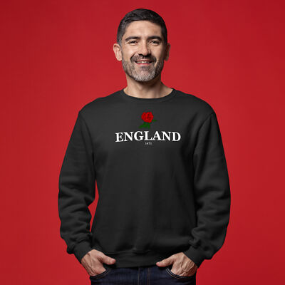 England Supporters Rugby T Shirt Mens English 1871 England Rose Badge Tee, S, Navy