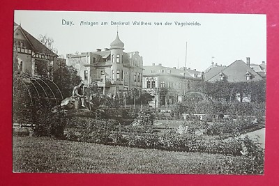 Postcard DUX Duchcov in Bohemia around 1910 monument Walter von der Vogelweide (29617