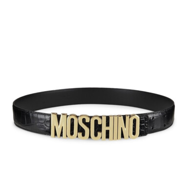Moschino Logo Buckle Croc-Embossed Leather Belt Size 38 XS 2  display picture 1
