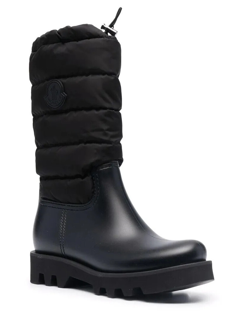 MONCLER Women's Ginette Quilted Tall Waterproof Rain Boots Black