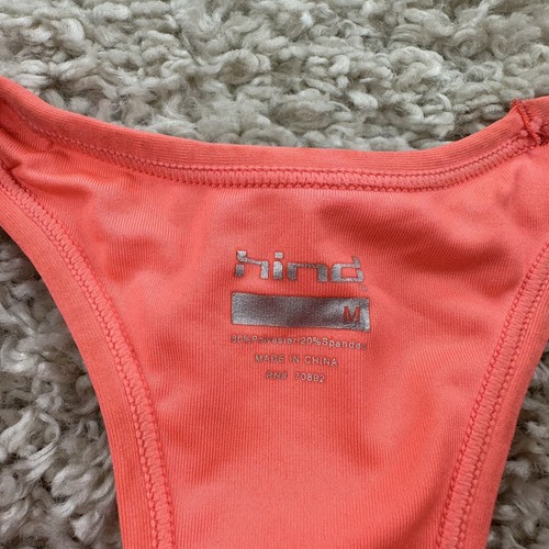 Hind Womens Medium Sports Bra Lightly Lined Neon Peach Orange Racerback - Picture 2 of 5