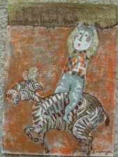 GRACIELA RODO BOULANGER - Original Lithograph - Child Riding Goat - Signed