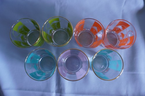 Bartlett Collins Tropic set of 7 Old Fashioned Whiskey glasses Tiki palms - Picture 12 of 13