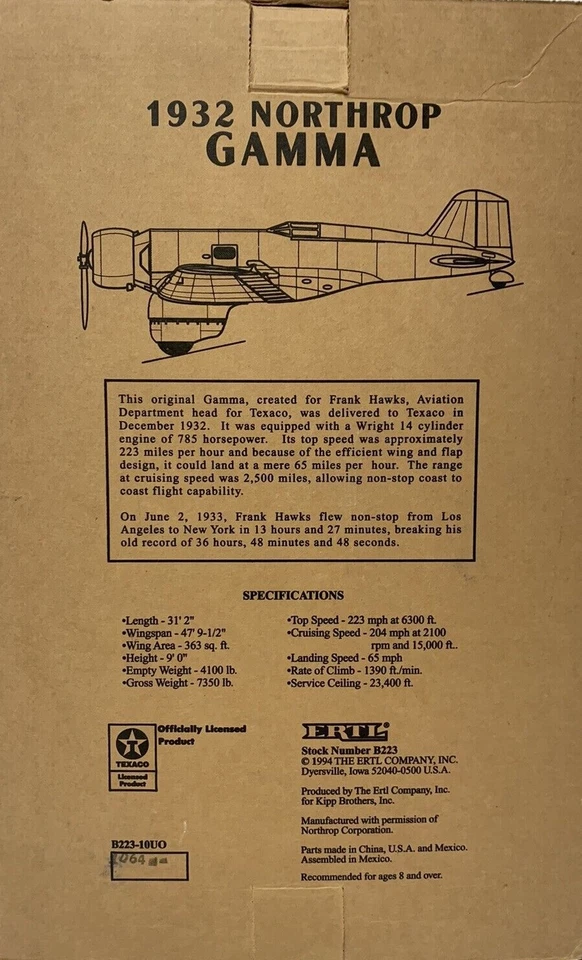Texaco - Wings of Texaco #2 (1994) - 1932 Northrop Gamma Airplane (bank) - Image 4 of 4