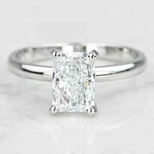 950 Solid Platinum Radiant Cut Moissanite Solitaire Engagement Ring For Womens