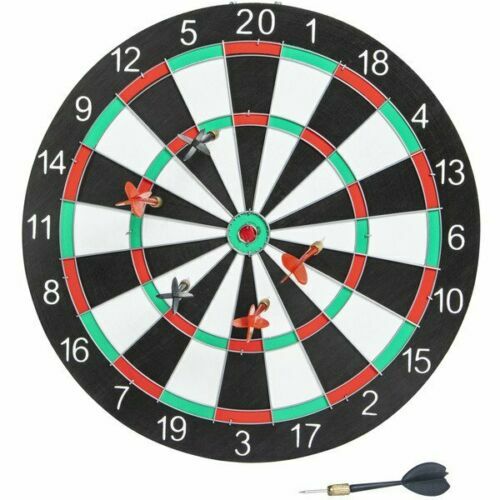 Dartboard Game Set 6 darts 2 Sided Board 15in Indoor Outdoor Game