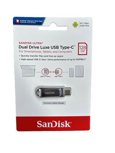 SanDisk Ultra Dual Drive Luxe USB Type-C 128GB Flash Drive - 第 1/2 張圖片