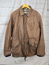 COLUMBIA Mens Brown Leather Bomber Jacket Size XL Lined HEAVY WINTER N