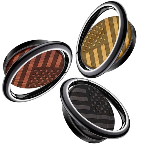 Wood Cell Phone Ring Holder Finger Stand Metal Grip Hook Kickstand American flag - 第 16/17 張圖片