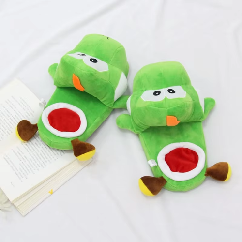 Super Marios Bros Yoshi Cosplay Plushes Slippers for Women Cartoon Winter Warm N - Picture 5 of 13