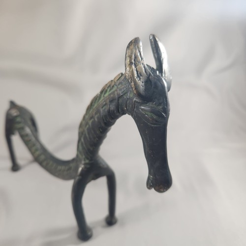 Statue Pferd Rücken gebogene Metallfigur ethnisch zoomorph Orissa Indien einzigartig - Bild 2 von 10