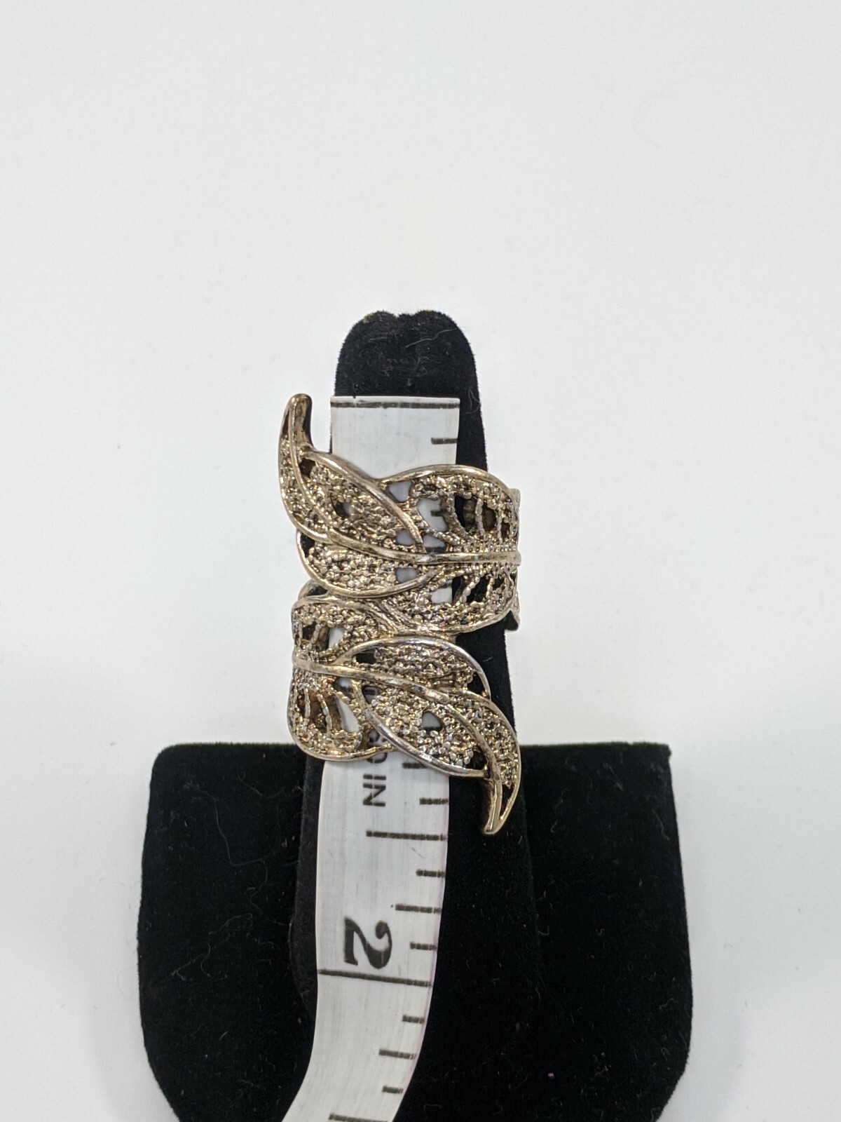 Full Finger Leaf Scrollwork Ring Copper-tone Size… - image 8