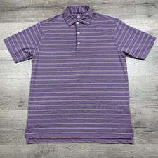 Turtleson Performance Polo Shirt Mens Sz M Purple With Multicolor Stripes