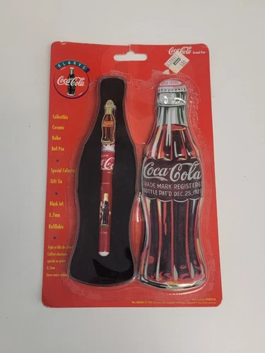 Vintage Coca-Cola Ceramic Roller Ball Pen in Collector Tin, 1996 NIP