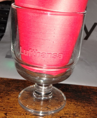 Lufthansa Airlines Cocktail/Whiskey Glass 4'' Tall. free ship (German Airline?)