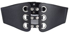 Women's PU Leather Elastic Band Wide Durable Waist Belt for Stretch Corset Dr...