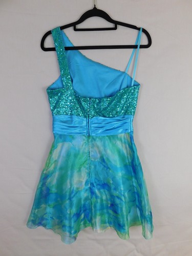 Charlotte Russe Dress Size 6 Formal Cocktail Prom Blue Sequin Mermaid Fairy - Picture 2 of 8
