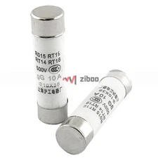 20Pcs 500V10A Ceramic Tube Cylindrical Fuse Links 10 x 38mm White Silver Tone✦Kd