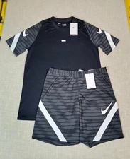NIKE Strike Men Drifit Soccer Jersey Shirt and Shorts set Black Gray M L XL 2XL 