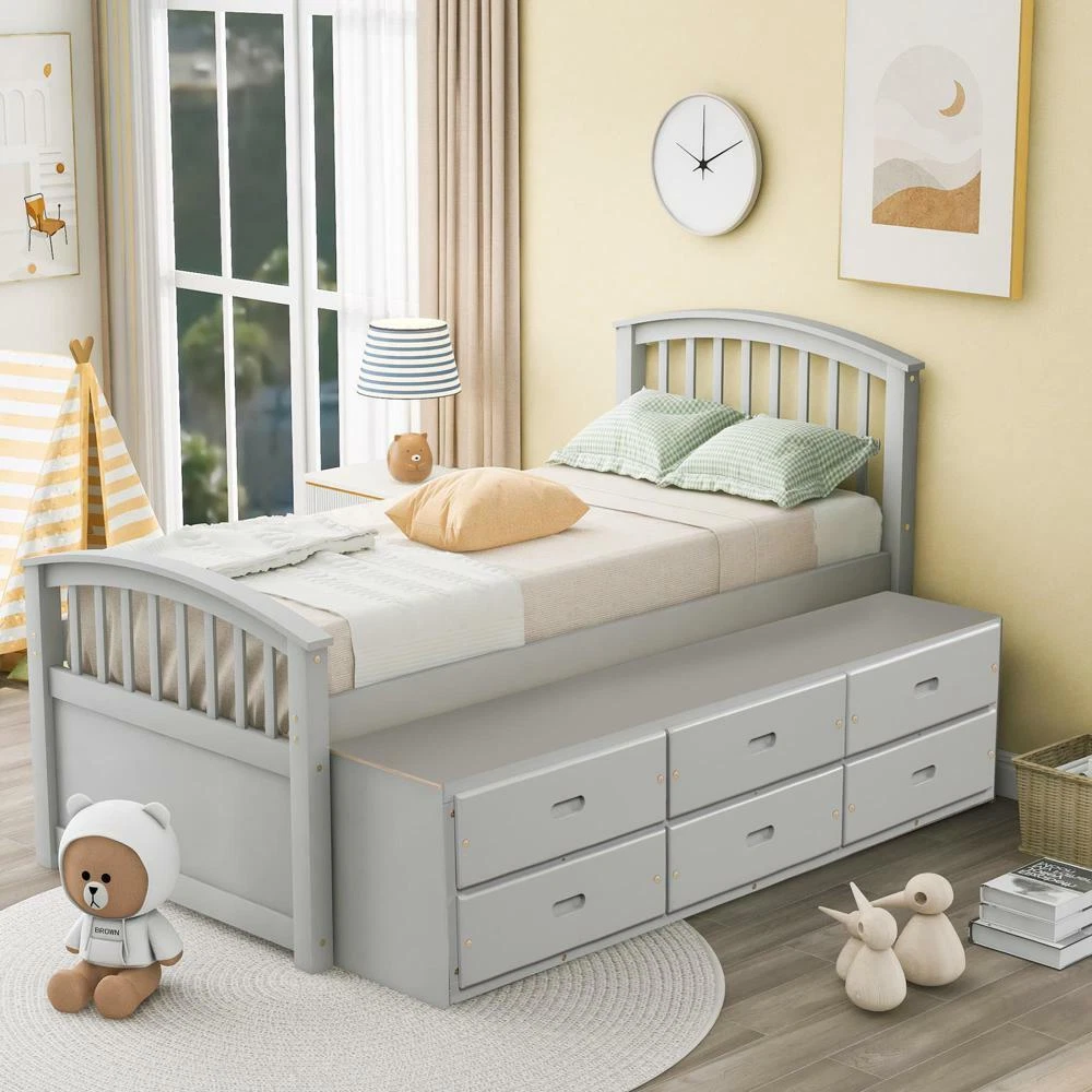 Solid wood twin bed with drawers deals
