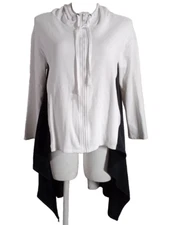 DUBGEE Hoodie by Whoopi S Lagenlook Zip Up High-Low White Black Sweatshirt Hood